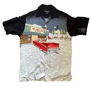 VTG Tori Richard Travel Smith Hawaiian Shirt Christmas Santa Large 2003